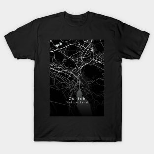 Zurich Switzerland City Map dark T-Shirt